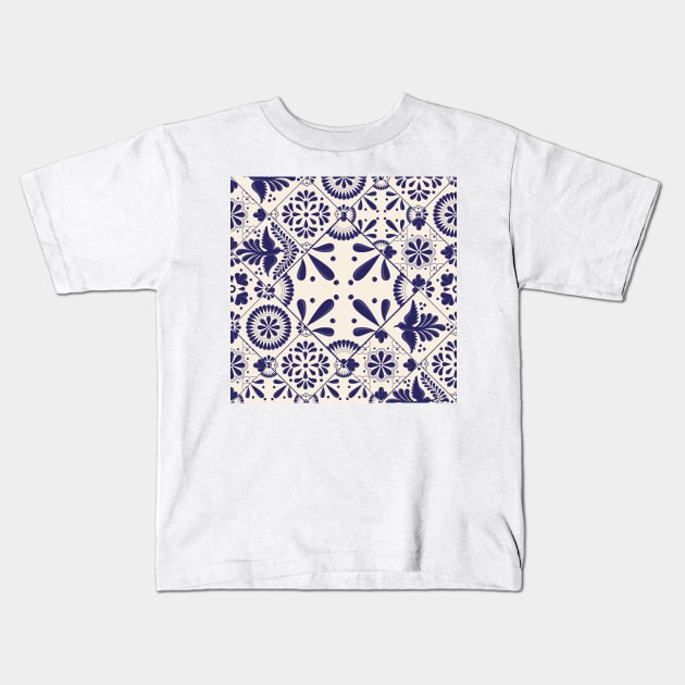 Mexican Talavera Tiles Pattern by Akbaly Kids T-Shirt by Akbaly
